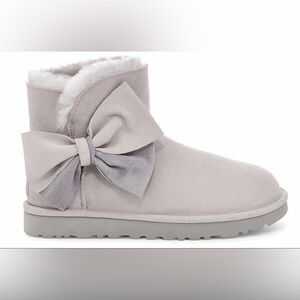 UGG AUSTRALIA Classic Mini Two-Tone Bow Boots Grey Women’s Size 9 Winter Warm